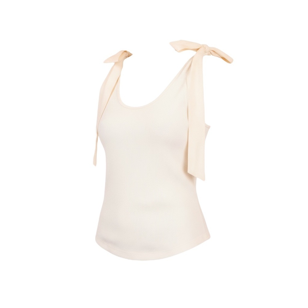 ULLA JOHNSON 
Bailey Bow Shoulder Cotton Tank - White​​